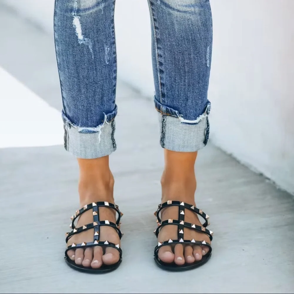 *BLACK FRIDAY SALE* What A Stud Black Studded Sandals - Picture 2 of 6